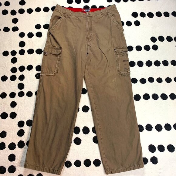 Vintage Y2K 90s OP Riding Co Khaki Cargo Straight Leg Relaxed Fit Pants - Picture 1 of 13